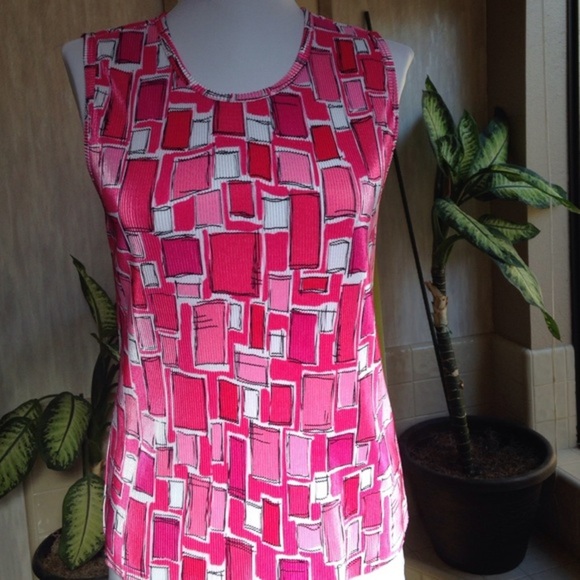 Dress Barn Tops - Pink, black, and white sleeveless top